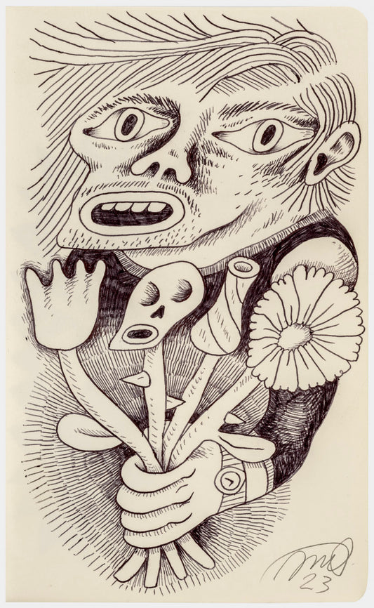 083 - "Say it with Flowers" Drawing by Jim Mooijekind