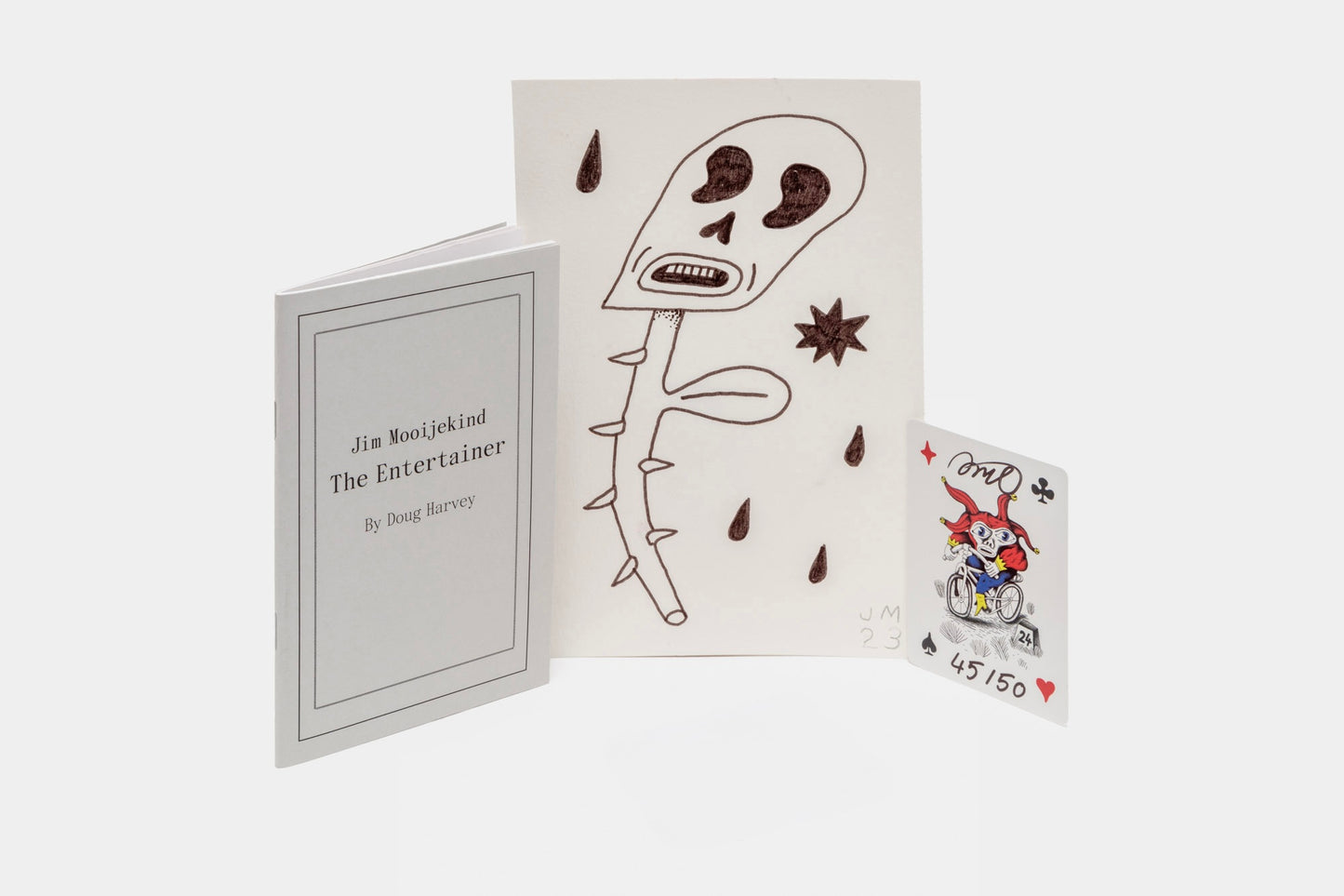 Jim Mooijekind: Book & drawing bundle with signed and numbered poker card from “The Entertainer”