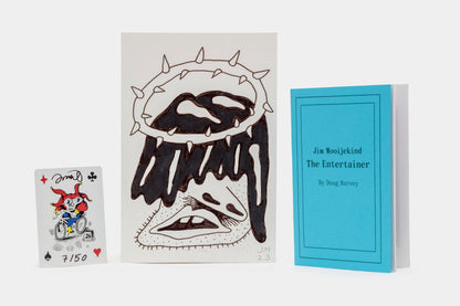 Jim Mooijekind: Book & drawing bundle with signed and numbered poker card from “The Entertainer”