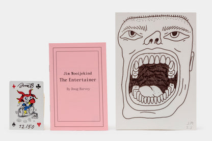 Jim Mooijekind: Book & drawing bundle with signed and numbered poker card from “The Entertainer”