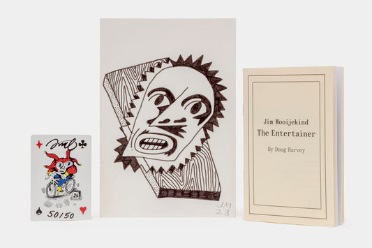 Jim Mooijekind: Book & drawing bundle with signed and numbered poker card from “The Entertainer”